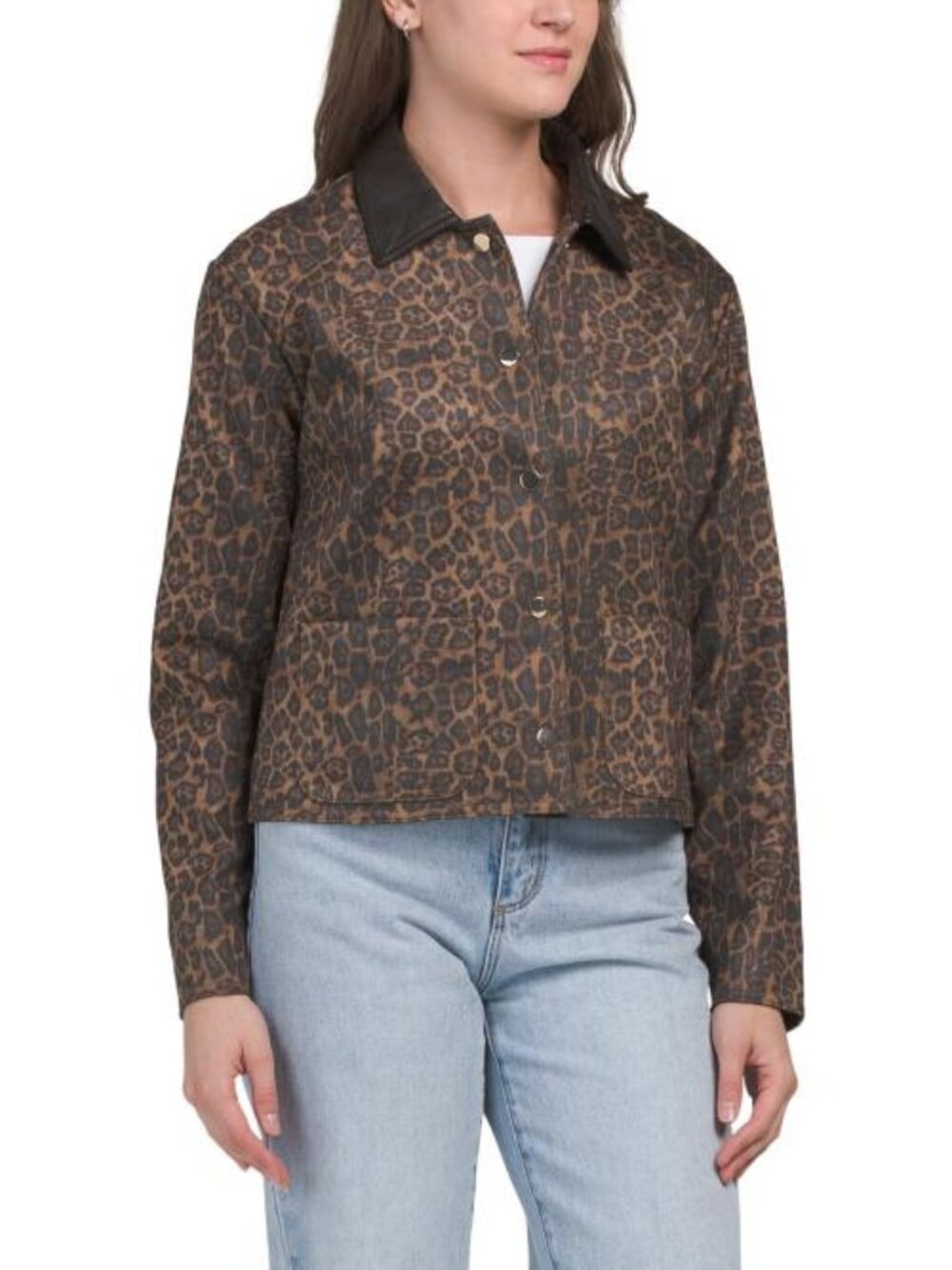 M MAGASCHONI Faux Suede Jacket With Faux Leather Collar - Picture 1 of 3